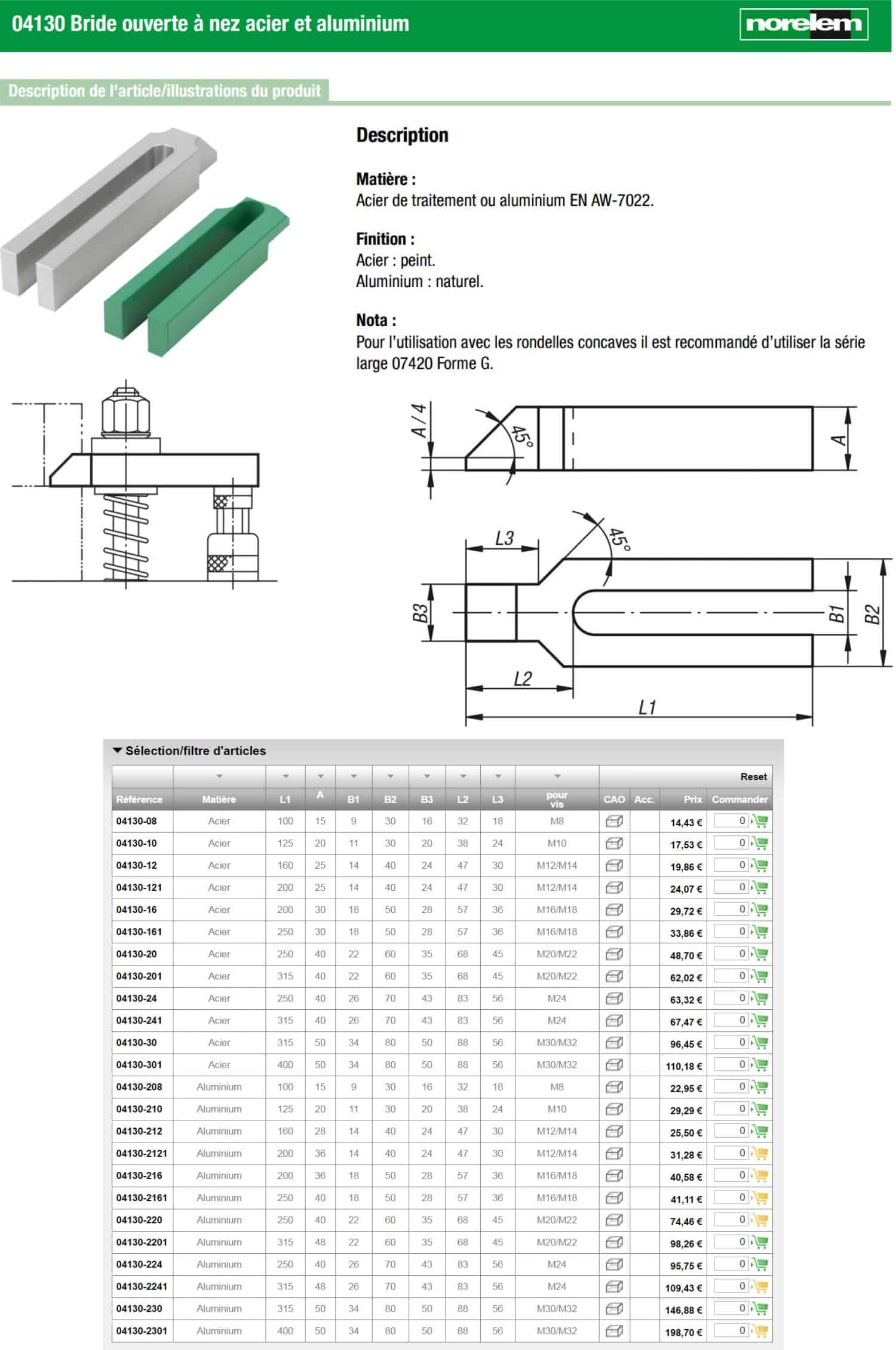 NORELEM Catalogue bride Technicien d'Usinage